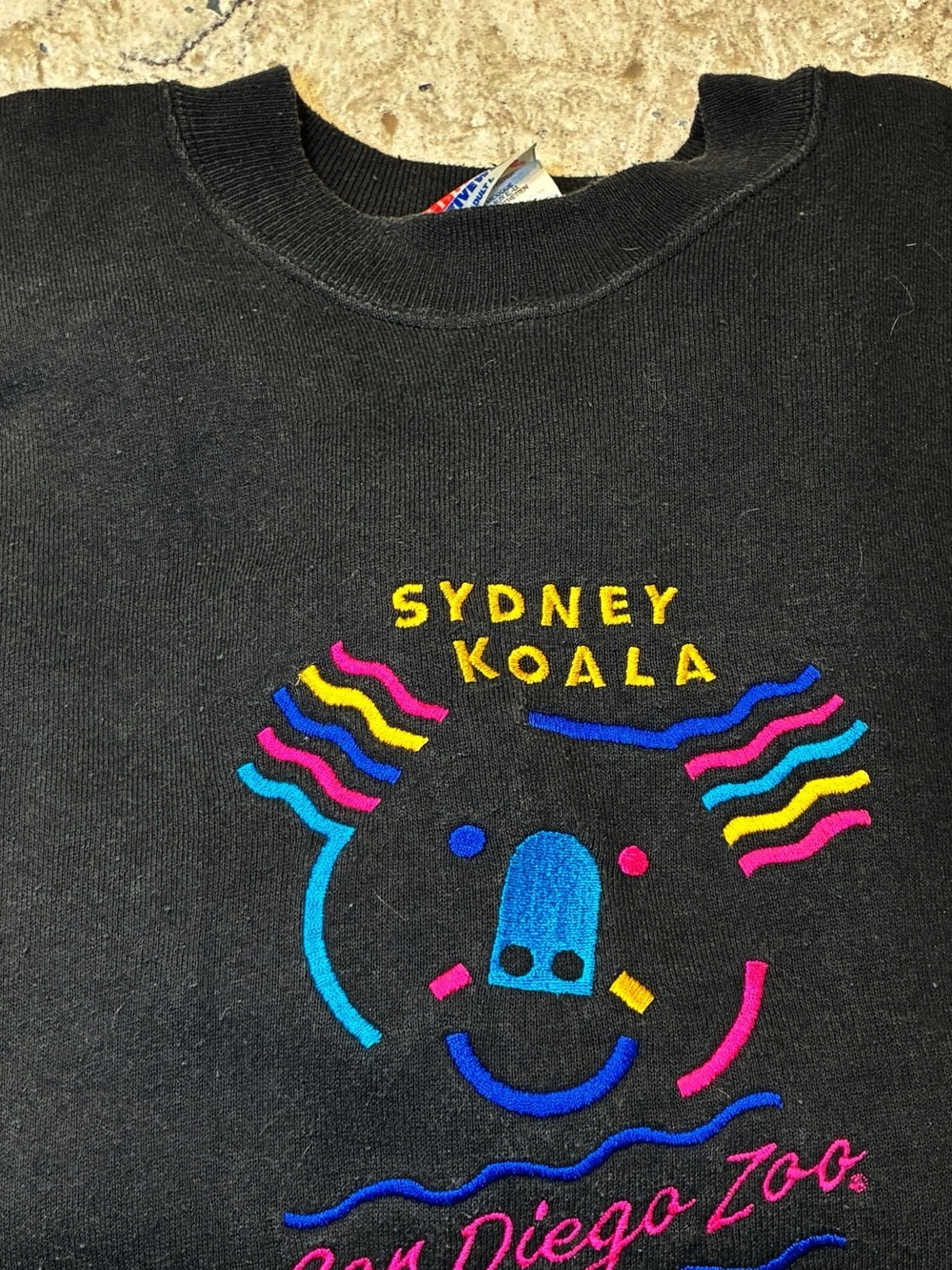Vintage 2000 San Diego Zoo Sydney Koala Black Crewneck Sweatshirt Large
